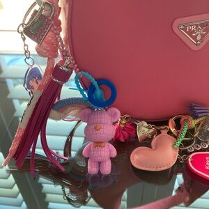 Purse Charm Chain For Bag Trendy Decor Pink Fluffy Monster Parachute Cord